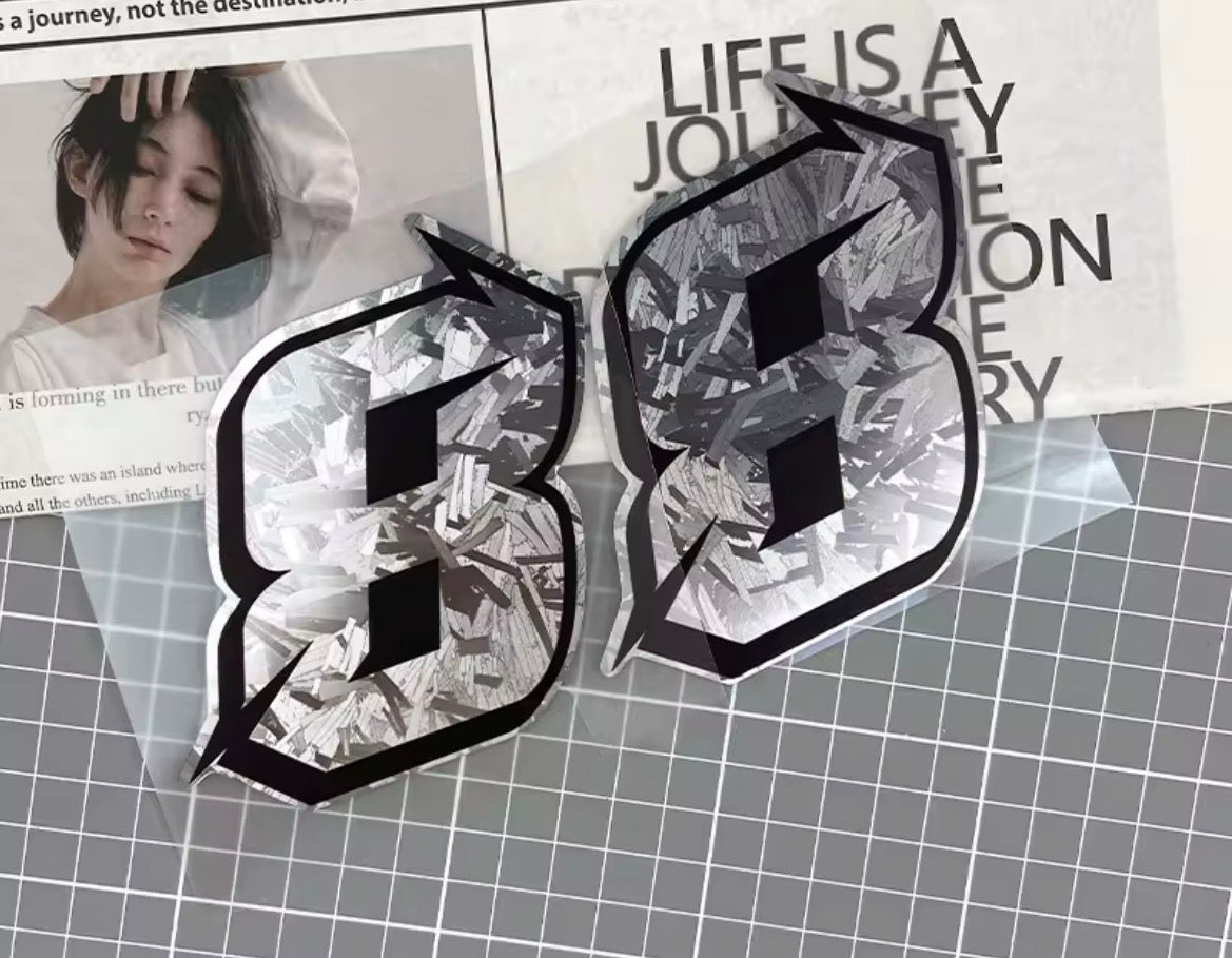 1pc silver carbon fiber stickers