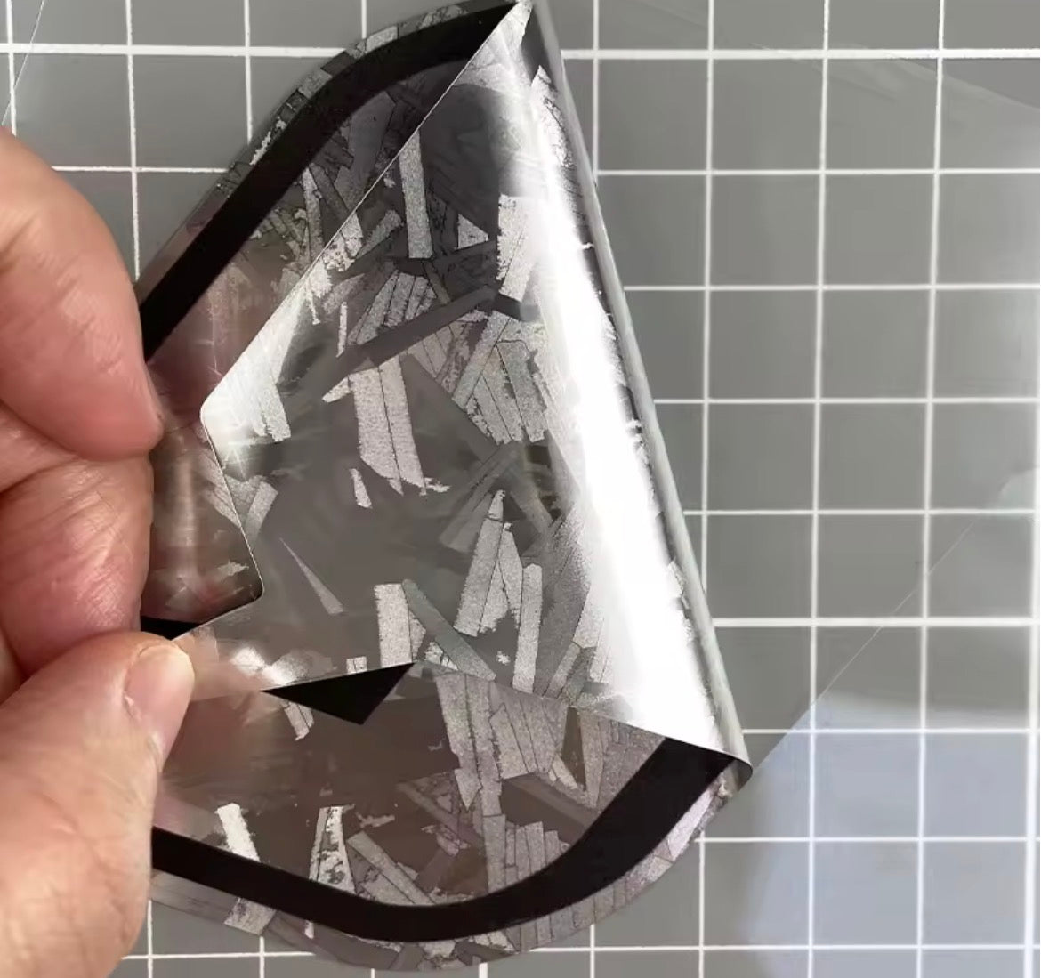 1pc silver carbon fiber stickers