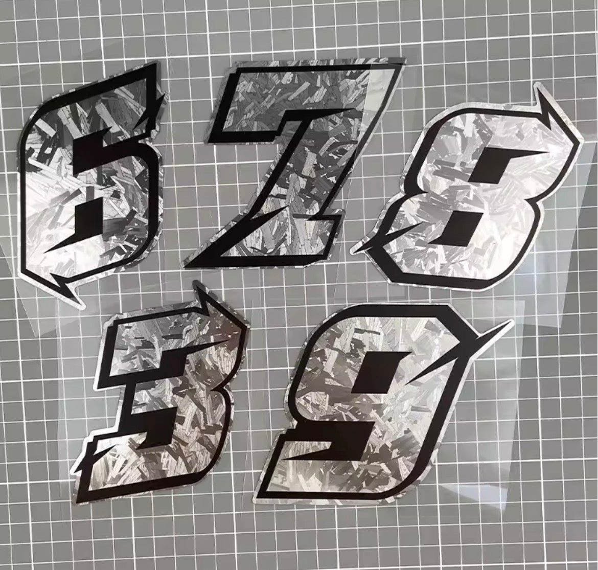1pc silver carbon fiber stickers