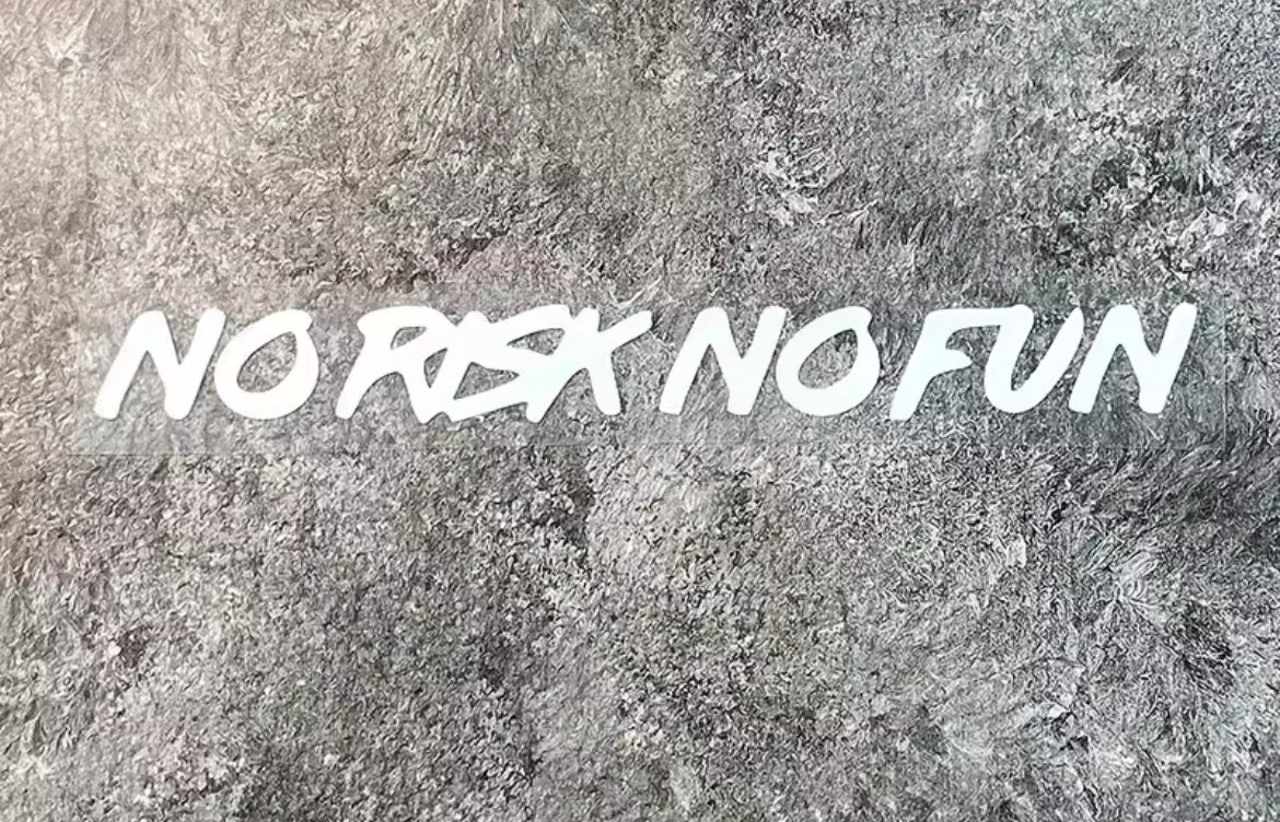 no risk and no fun, waterproof vinyl sticker